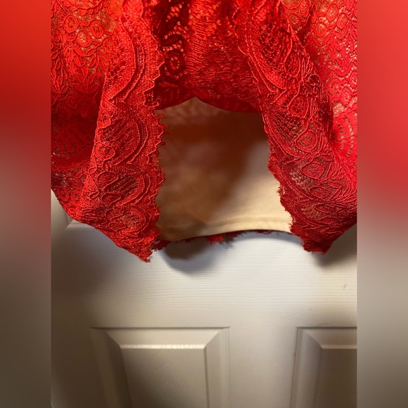 Red Dress Francesca's Collections Red & Cream Lace Dress SIZE S - Picture 4 of 7